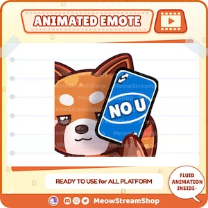 Emoticones animados / Lindo panda rojo Emoticones animados No u, Uno inverso / emoji para Discord, TikTok, patada, YouTube Animación GIF Emoticones / Vtuber