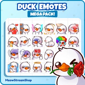 Twitch-emote / Cute Duck Mega Pack #1 emotes (24 emotes klaar voor gebruik!)/Kawaii Duck, zwaan, eendje Sub Emoji Discord, Youtube, Tiktok, Kick