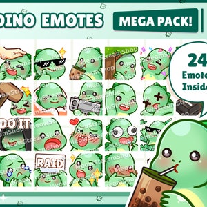 Twitch Emote / Cute Dino Mega Pack # 1 Emotes (24 Emotes Klaar voor gebruik! ) / kawaii dinosaurus t-rex trex tyrannosaurus rex dier Sub Emoji