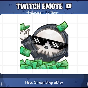 Twitch Emote / Cute Grim Reaper Money, Rich, Donate Emotes / Kawaii death angel Halloween emoji / discord