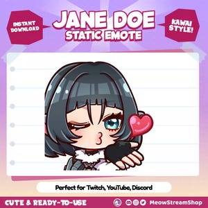 Twitch Emote / Jane Doe Kiss, smooch Emote / Zenless Zone Zero sub emoji for streamer / Discord, Kick