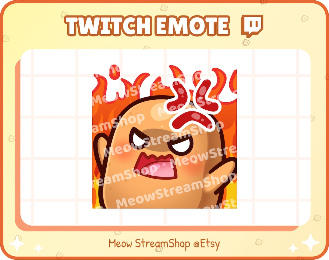 Twitch Emote / Cute Potato Rage, Angry, Mad, Pout Emote Emotes / Kawaii
