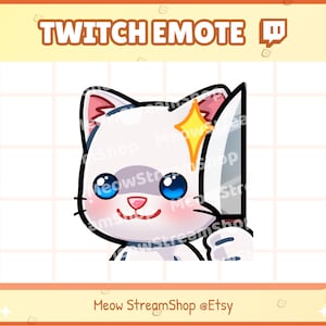 Twitch Emote / Cute White Cat knife, knives, yandere, angry, evil Emotes / Kawaii Kitten Catto Feline Sub Emoji