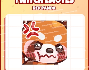 Twitch Emote  / Cute Red Panda Angry Angy Emotes / Cute chibi Red panda, raccoon Sub Emoji