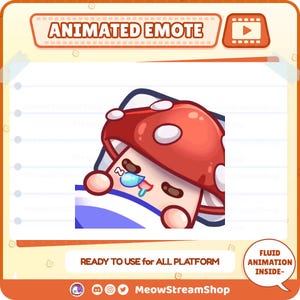 Animated Emotes / Cute Mushroom Animated Sleep, Rest, tired Emote  /emoji for Discord, Tiktok, kick, YouTube Animation GIF Emotes/ Vtuber