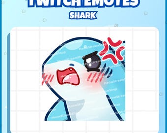 Twitch Emote / Cute Shark Angry Angey Rage Mad / kawaii sharks chibi, baby, pups Sub Emoji