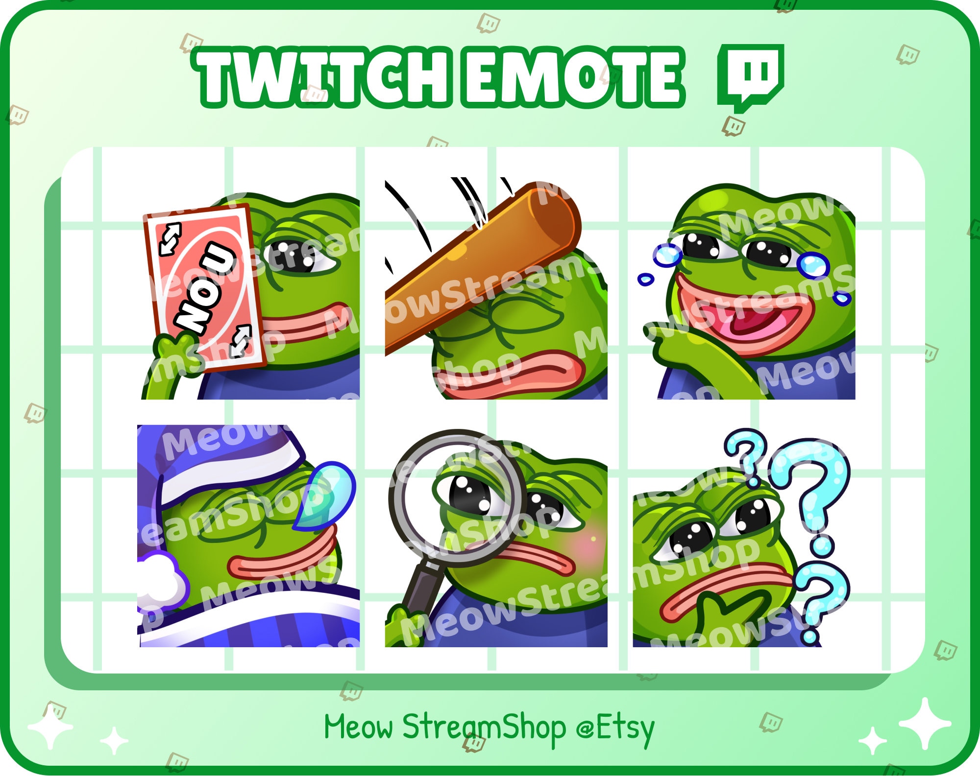 65 Pepega & Kermit Twitch Emotes Pack, Cute Frog Emotes, Pepe Memes Bundle,  Discord,  