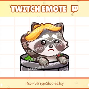 Twitch Emote / Cute Raccoon Garbage, Trash Emotes / Kawaii Raccoon Red Panda Chibi Sub Emoji