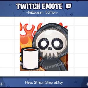 Twitch Emote / Cute Grim Reaper this is fine, it&#39;s fine, fine, I&#39;m ok Emotes / Kawaii death angel Halloween emoji / discord