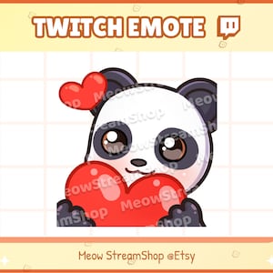 Twitch Emote / Panda Heart, Love, Hug heart / Cute Kawaii Panda Sub Emoji
