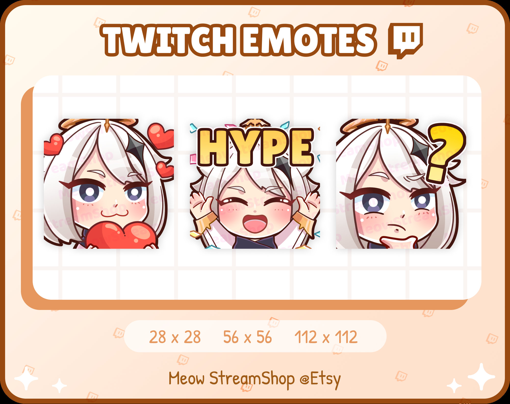 Twitch Emote Paimon Emotes Pack Hype Heart Think Etsy