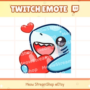 Twitch Emote / Cute Shark Heart, Love Emotes / kawaii sharks chibi, baby, pups Sub Emoji