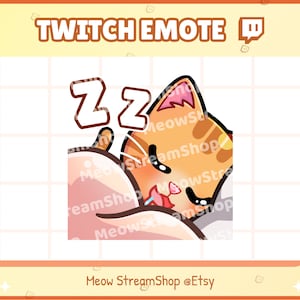 Twitch Emote / Cute Orange Cat sleep, rest, sleepy, blanket Emotes / Kawaii Kitten Catto Feline Sub Emoji