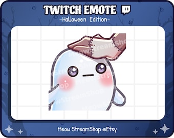 Twitch Emote  / Cute Ghost Pat Emote / Kawaii spooky ghost Halloween emoji / discord