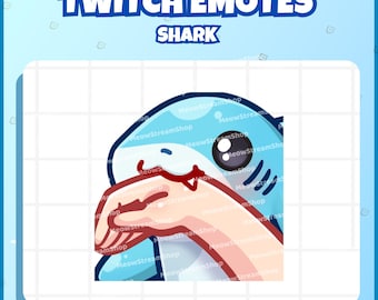 Twitch Emote / Cute Shark Bite Nib Nibble Snap / kawaii sharks chibi, baby, pups Sub Emoji