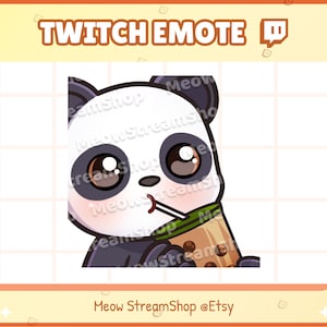 Twitch Emote / Panda Sip, Drink Boba / Cute Kawaii Panda Sub Emoji