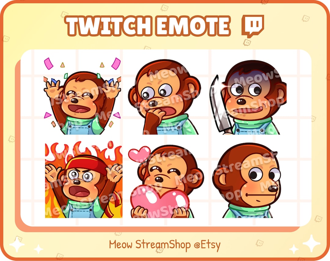 Twitch Emote / Awkward Monkey meme Emotes Pack 1 Hype, Shock, Knife ...