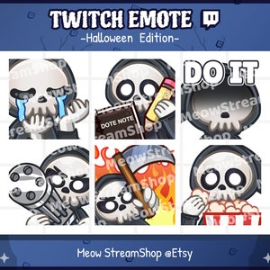 Twitch Emote / Cute Grim Reaper Emotes Pack #2 (cry, note, do it, gun, rage, pop corn) / Kawaii Death Angel Halloween Emoji / Discord