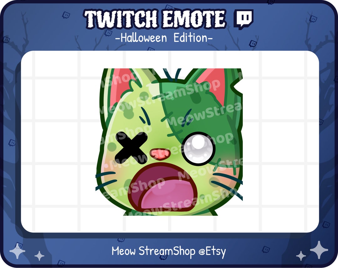 Twitch Emote / Cute Zombie Cat Gasp, Shock, What, Whoa, Wow, Amaze Emotes / Kawaii Zombie Kitten