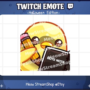 Twitch Emote / Cute Chick Emotes Halloween Edition note, taking note, rule, write / kawaii duckling horror zombie sub emoji