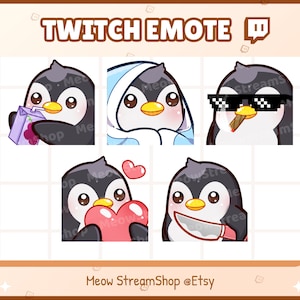 Twitch Emote / Süßer Pinguin Emoji Pack (Sip, Cozy, Cool, Heart, Knife) / Süßer Pinguin Emote für Streamer / Discord
