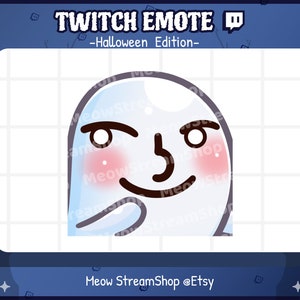 Twitch Emote  / Cute Ghost lenny face, funny, hmm, sus emote / Kawaii spooky ghost Halloween emoji / discord
