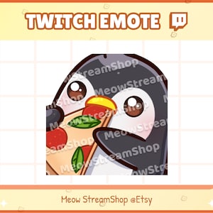 Twitch Emote  / Cute Penguin Eat pizza Emotes / Cute Penguin Emote for streamer / Discord Youtube