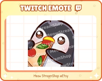 Twitch Emote / Cute Penguin Eat pizza Emotes / Cute Penguin Emote voor streamer / Discord Youtube