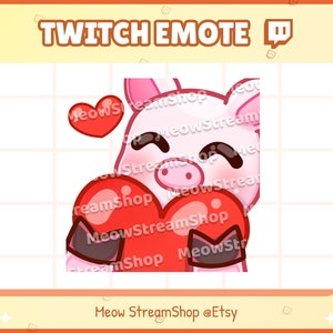 Twitch Emote / Lindo Corazón de Cerdo, Amor Emotes / Lindo Rosa Piggy Sub Emoji