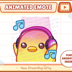 Emote animate Twitch / Emote animate pulcino carino JAM, jamming, musica, discoteca, emote danza/Emoji sub, emote Discord, emote GIF