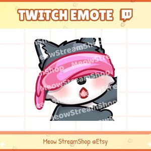 Könnte beinhalten: Ein grauer Cartoon-Wolf mit einer rosa Schlafmaske über den Augen. Der Wolf hat einen roten Mund und schaut nach rechts. Der Wolf ist ein Twitch-Emote.