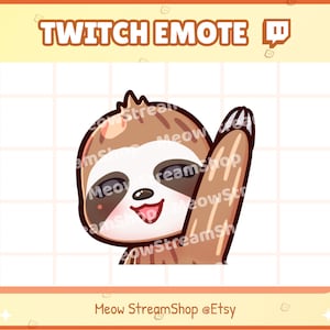 Twitch Emote  / Cute Sloth wave, hi, hello, waving, bye Emotes / kawaii lazy sloth animal Sub Emoji