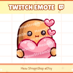 Twitch Emote / Cute Potato hart, liefde, knuffel, blij Emotes / Kawaii Potato Potatoes Spud Yam Discord Youtube Sub Emoji