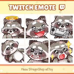 Twitch Emote / Lindo mapache emotes pack #3 (reza, alto, pistola, por qué, yikes, whoa) emotes / kawaii Mapache Rojo Panda Chibi Sub Emoji