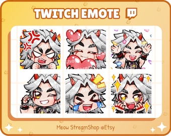 Twitch Emote / Itto Arataki Emotes Pack #1 (rage, heart, hype, flex, lol, wow) / Genshin Impact sub emoji for streamer Discord