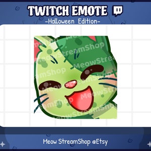 Twitch Emote / Lindo Gato Zombie Ayaya, Feliz, risa, risa, jajaja Emotes / Kawaii Zombie Kitten Halloween Sub Emoji