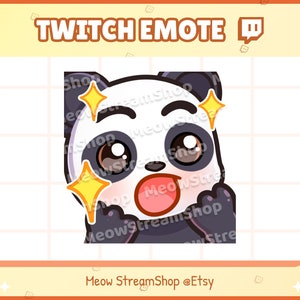 Twitch Emote / Panda Amazed, Sparkle, wow Emotes / Cute Kawaii Panda Sub Emoji