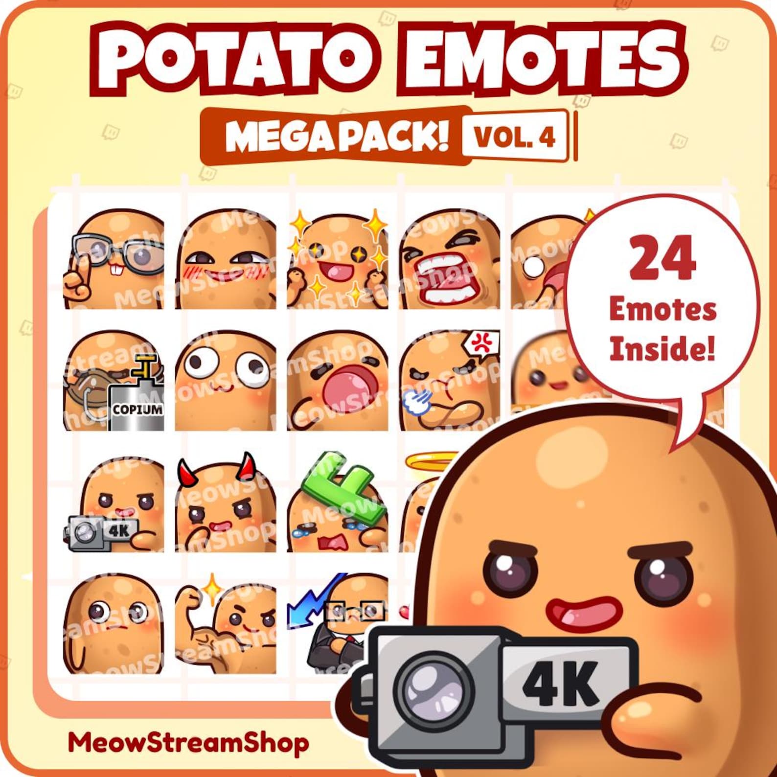 Twitch Emote / Cute Potato Mega Pack #4 Emotes (24 Emotes Ready to Use ...
