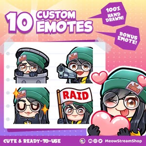 10x niestandardowych Premium Twitch Emotes / Twitch Emoji dla streamerów / YouTube, Twitch, Discord / Uroczy styl anime Chibi