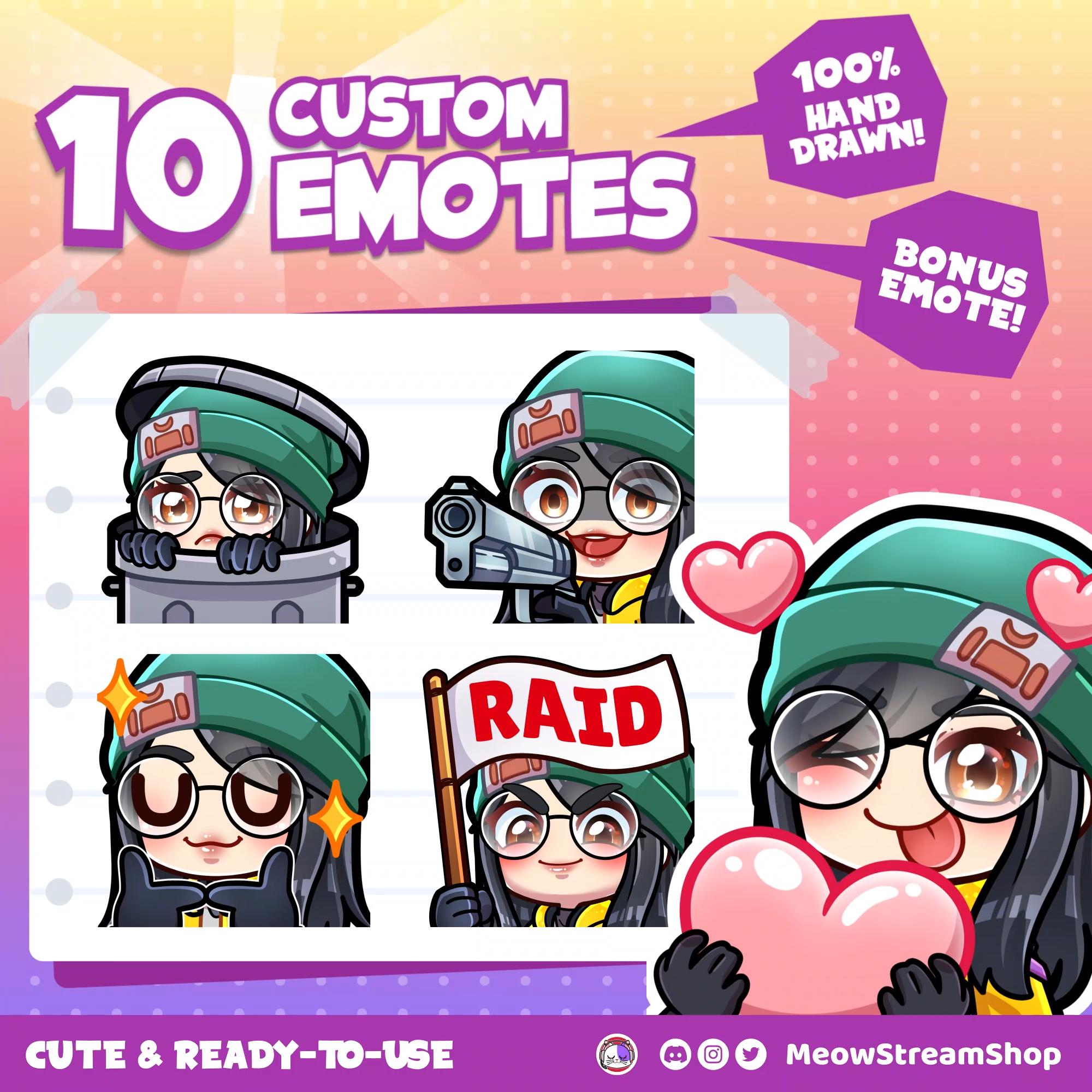10x Custom Premium Twitch Emotes / Twitch Emoji for streamer/youtube, Twitch, Discord / Cute Chibi anime style