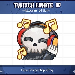 Twitch Emote / Cute Grim Reaper JAM, jamming, Music, dance Emotes / Kawaii death angel Halloween emoji / discord