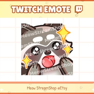 Twitch Emote / Lindo mapache whoa, jadeo, qué, whoa, wow, sorprende emotes / Kawaii Raccoon Red Panda Chibi Sub Emoji