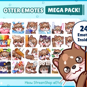 Twitch Emote / Cute Otter Mega Pack #1 Emotes (24 Emotes Ready to use!) / Kawaii Otter Beaver Youtube Discord Sub Emoji