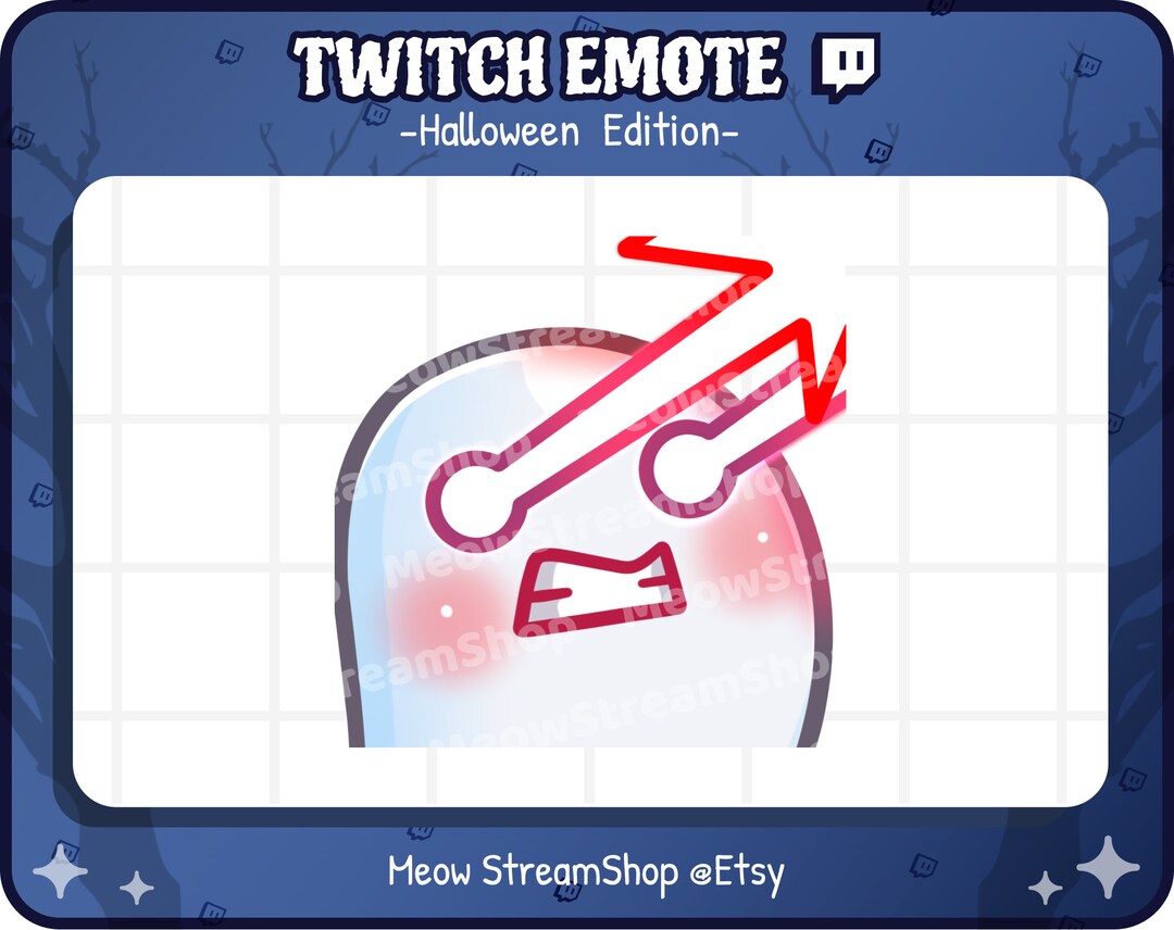 Twitch Emote / Cute Ghost Laser, Angry, Laser Eye Emote / Kawaii Spooky Ghost Halloween Emoji