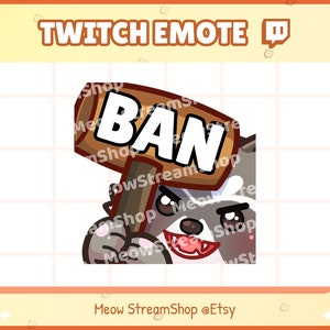 Twitch Emote / Cute Raccoon Ban hammer Emotes / Kawaii Raccoon Red Panda Chibi Sub Emoji