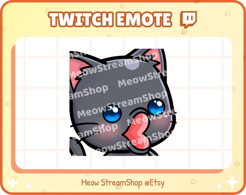Twitch Emote / Cute Black Cat POG Pogger Excited Happy Wow Etsy