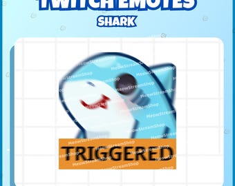 Twitch Emote / Cute Shark Triggered Meme / kawaii sharks chibi, baby, pups Sub Emoji