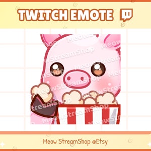 Twitch Emote / Linda palomitas de cerdo, nom nom, comer, ver Emotes / Lindo rosa Piggy Sub Emoji