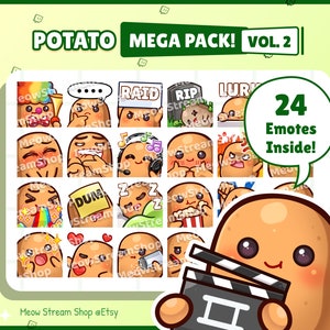 Twitch Emote / Cute Potato Mega Pack #2 Emotes (24 Emotes Ready to use!) / Kawaii Potat Potatoes Spud Yam Sub Emoji