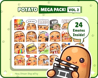 Twitch Emote / Cute Potato Mega Pack #2 Emotes (24 Emotes Ready to use!) / Kawaii Potat Potatoes Spud Yam Sub Emoji